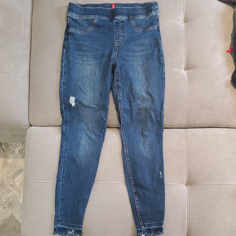 SPANX Distressed Blue Skinny Jeans